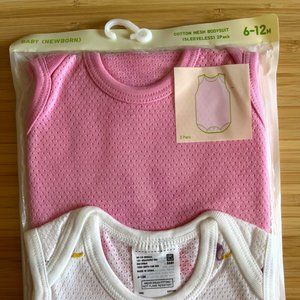 Cotton Mesh Bodysuit Sleeveless -  Pink and Birdie print